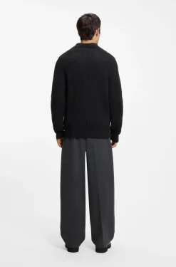 Cardigan aus Schurwoll-Mix mit Hemdkragen