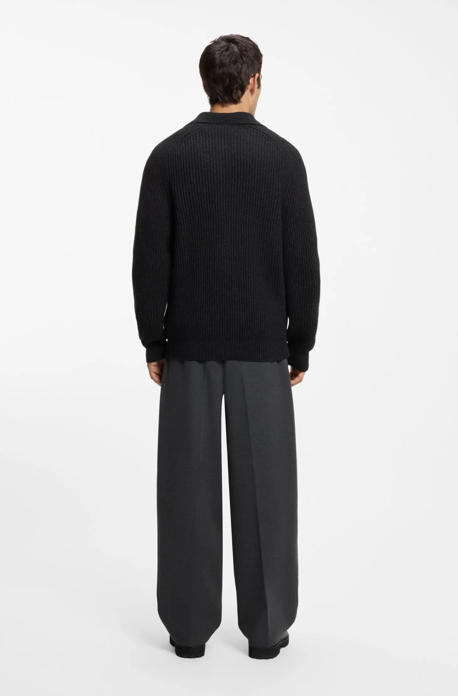 Cardigan aus Schurwoll-Mix mit Hemdkragen