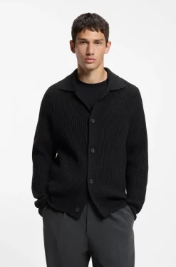 Cardigan aus Schurwoll-Mix mit Hemdkragen