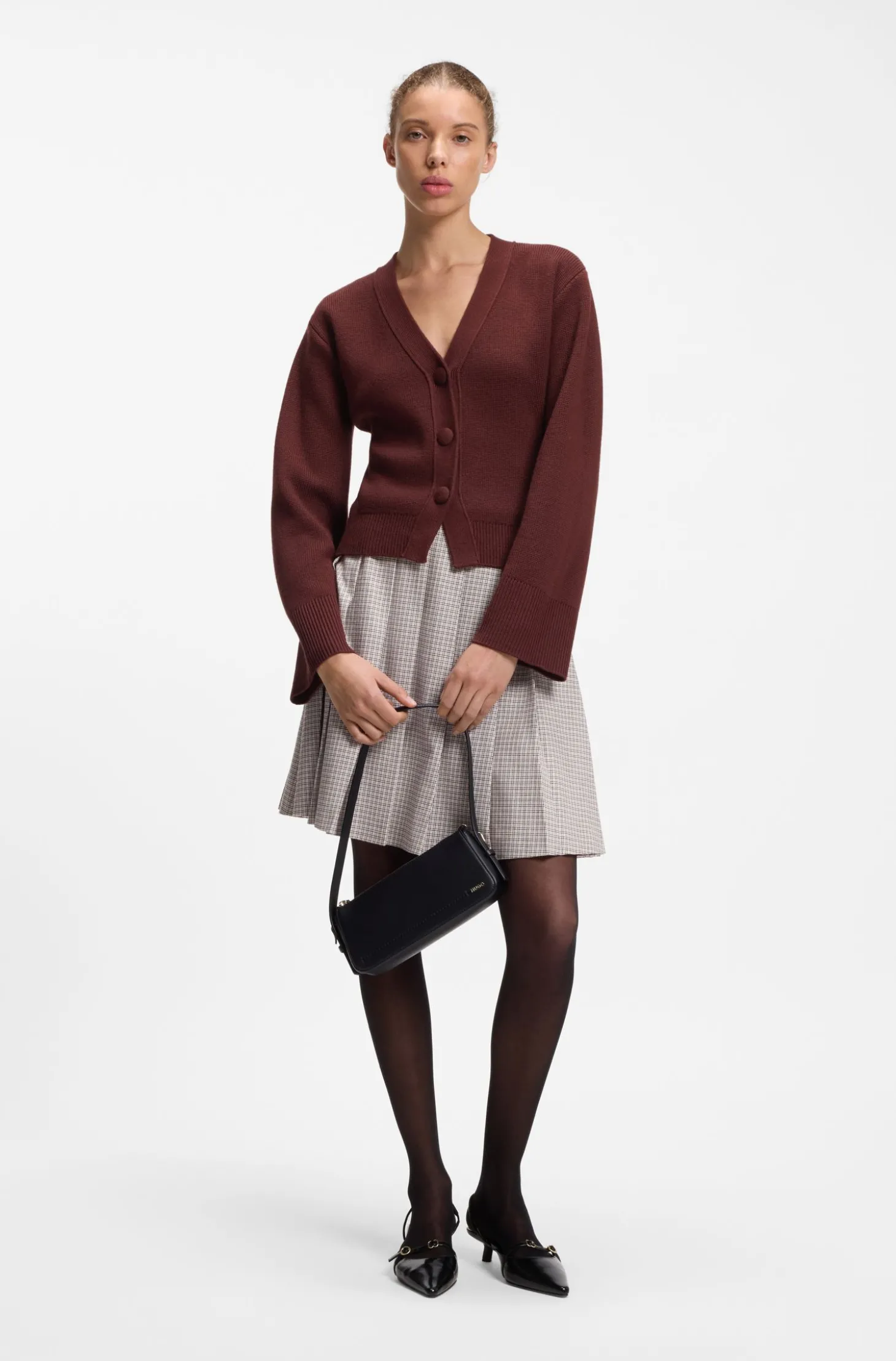 Cardigan aus Woll-Mix mit Logo-Niete