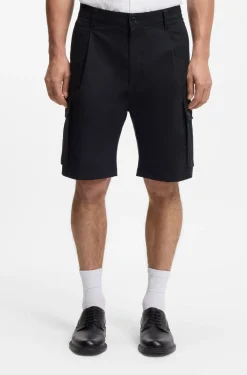 Cargo-Shorts aus Stretch-Baumwolle mit Bundfalten vorn