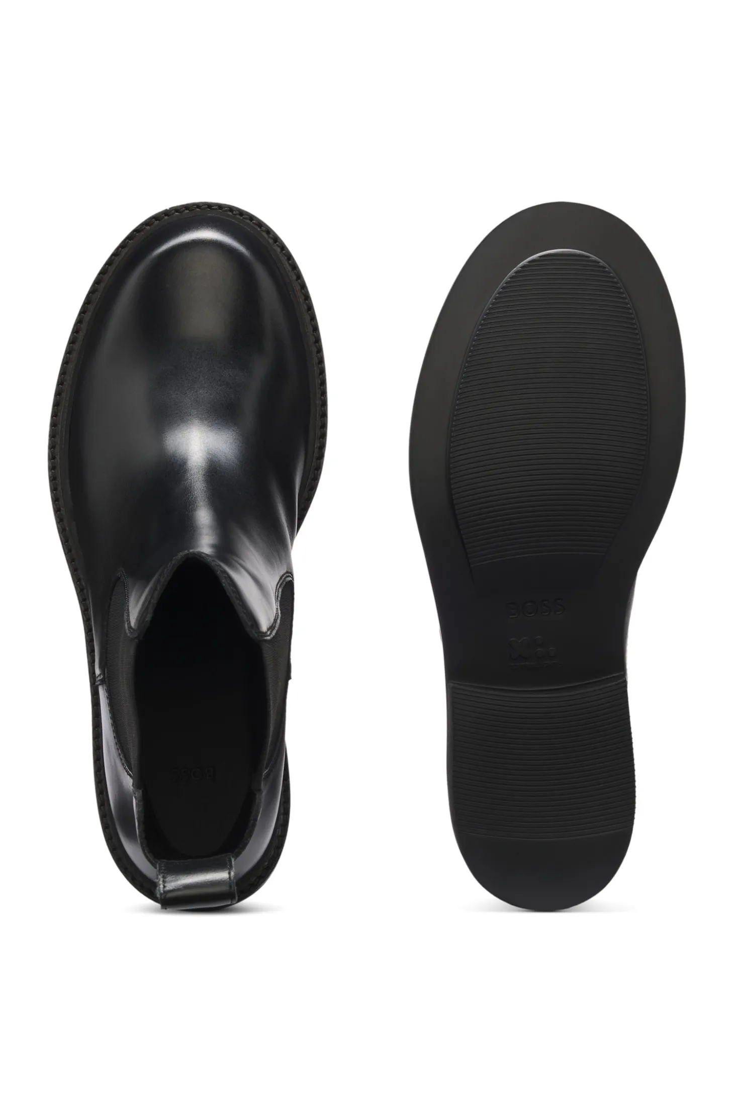 Chelsea Boots aus Leder mit goldfarbenem Double-B-Monogramm