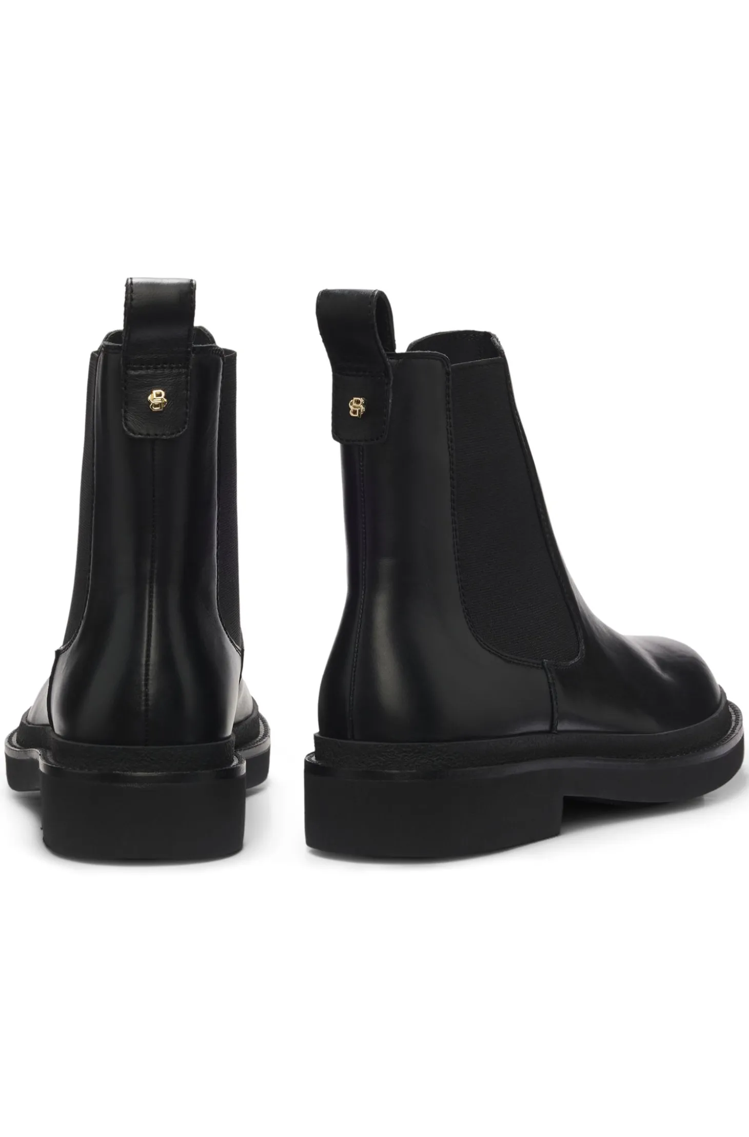 Chelsea Boots aus Leder mit goldfarbenem Double-B-Monogramm