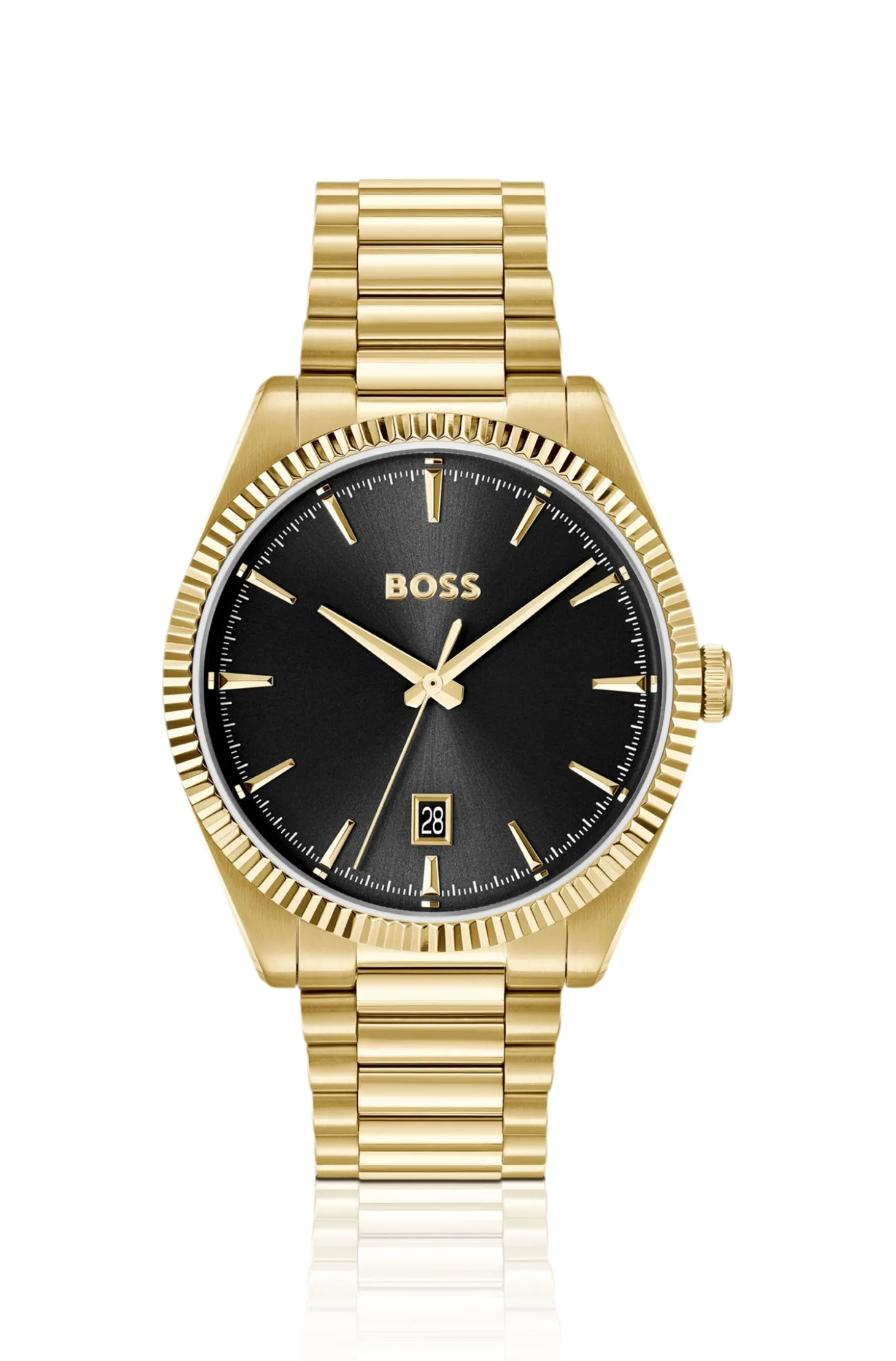 Cheswick goldfarbene Uhr mit geriffelter Lünette