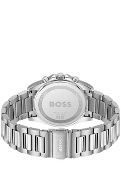 Chronograph mit schwarzem Zifferblatt und H-Gliederarmband