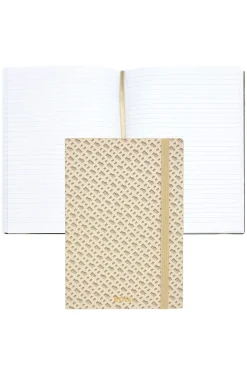 Cremefarbenes DIN-A5-Notizbuch mit Monogramm-Muster