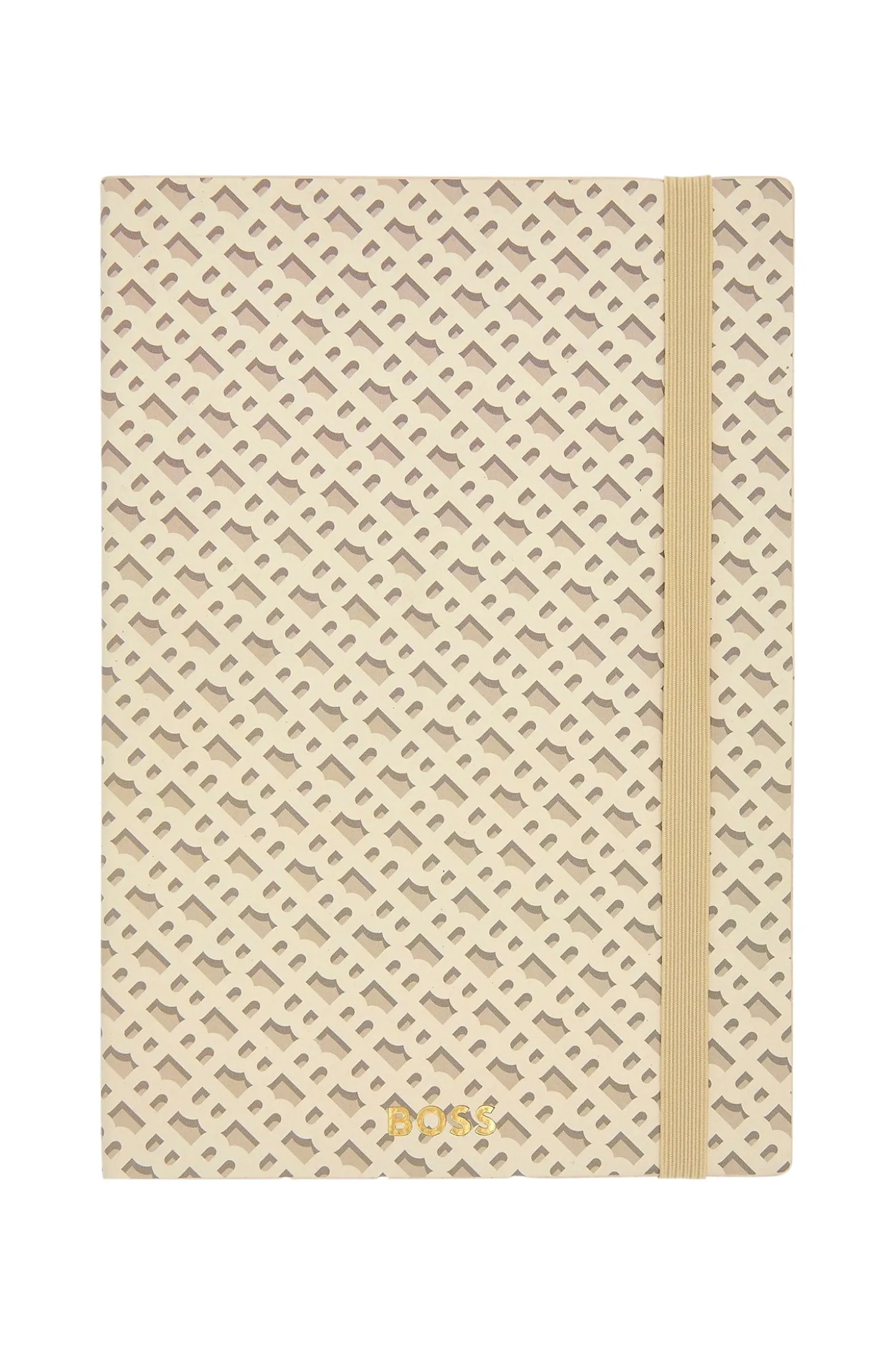 Cremefarbenes DIN-A5-Notizbuch mit Monogramm-Muster