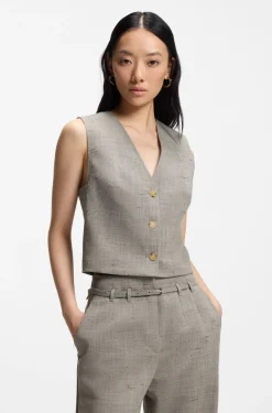 Cropped Weste aus Woll-Mix