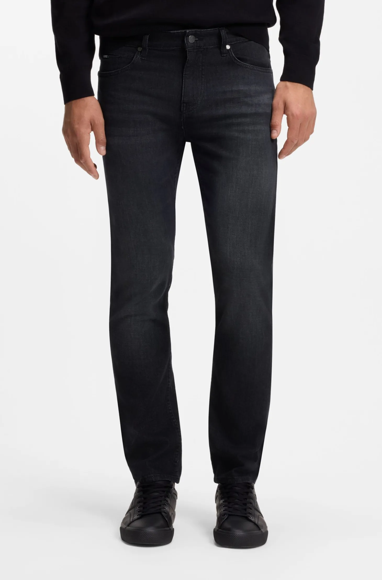 Delaware Schwarze Slim-Fit Jeans aus besonders softem italienischem Denim