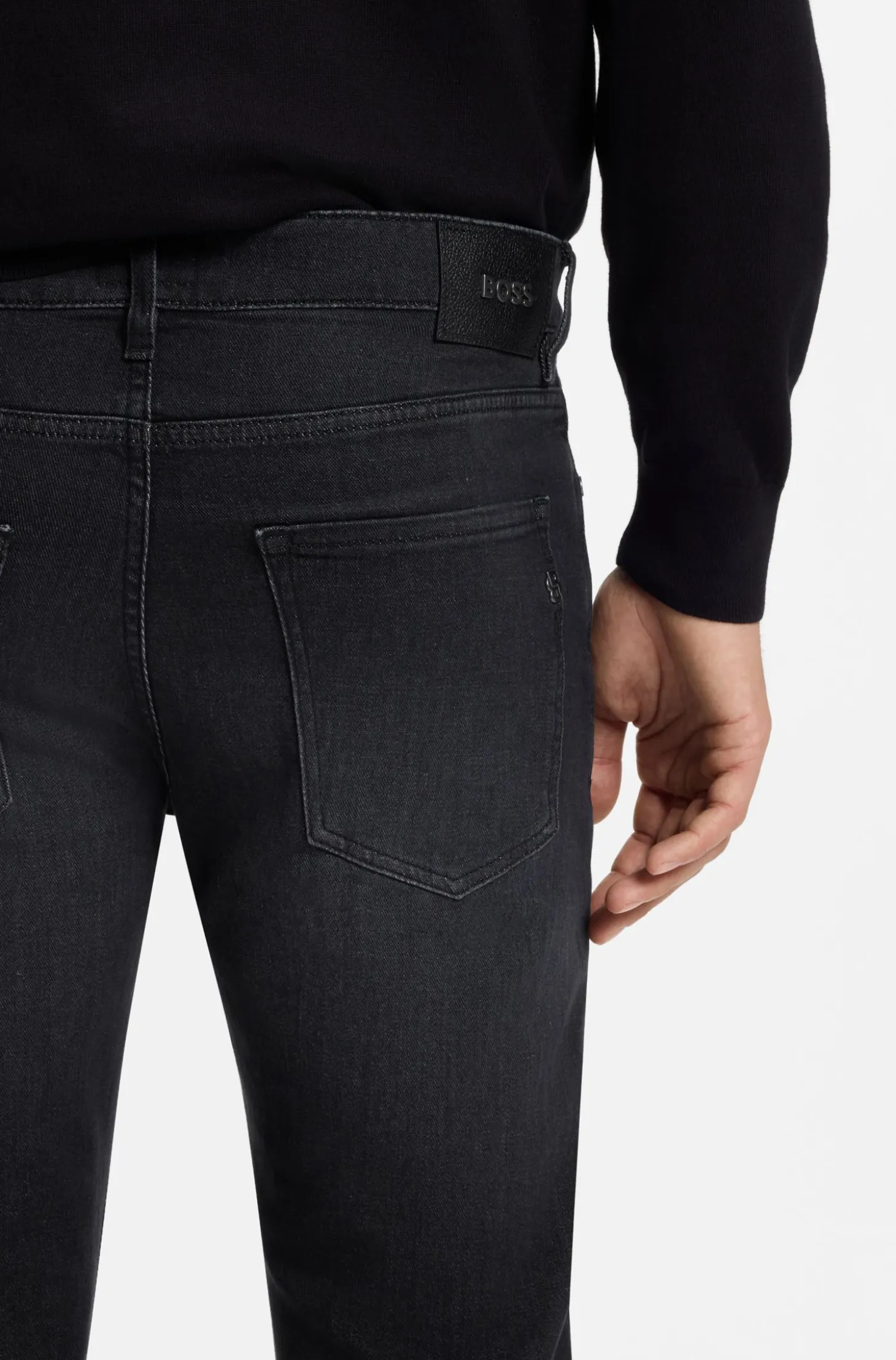 Delaware Schwarze Slim-Fit Jeans aus besonders softem italienischem Denim