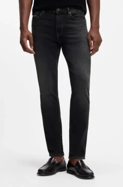 Delaware Schwarze Slim-Fit Jeans aus elastischem Baumwoll-Mix
