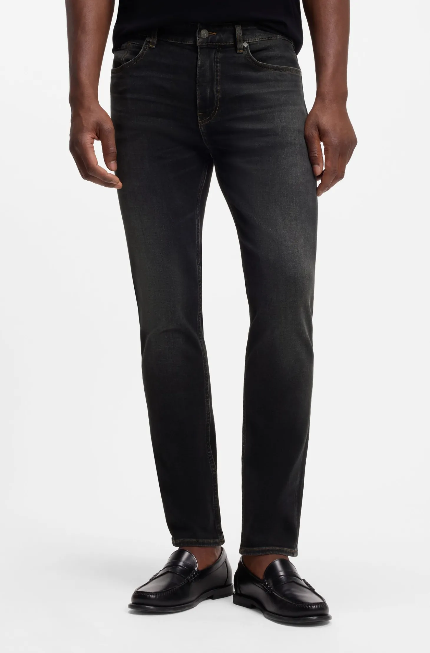 Delaware Schwarze Slim-Fit Jeans aus elastischem Baumwoll-Mix