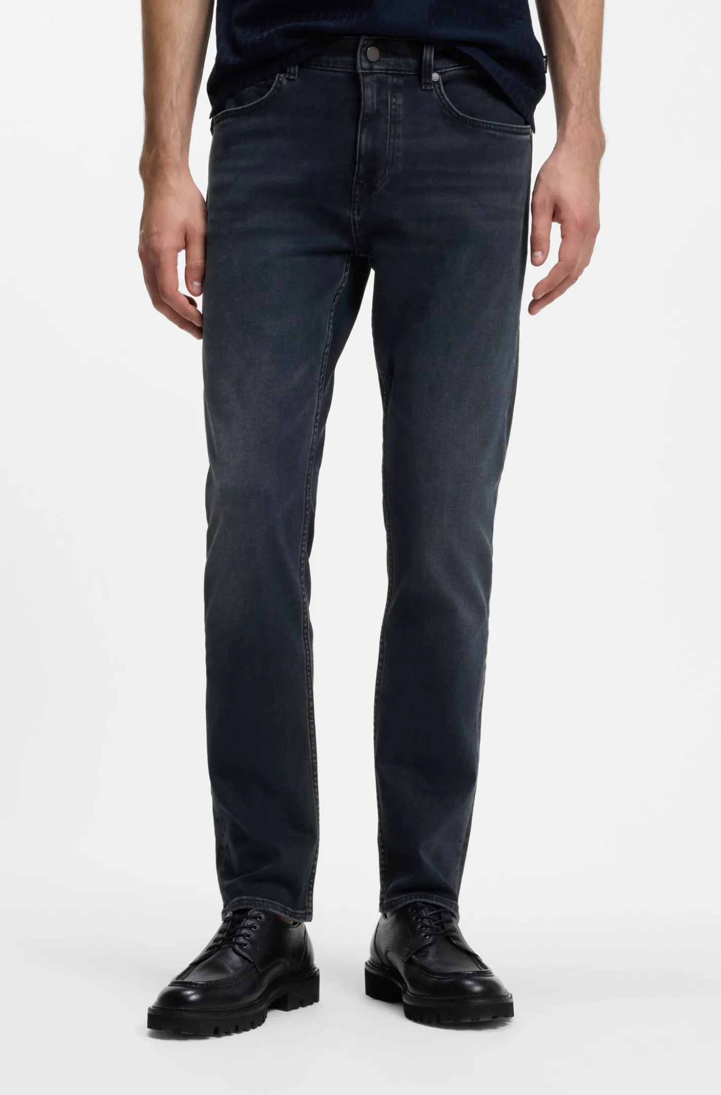 Delaware Slim-Fit Jeans aus indigoblauem Knit Denim