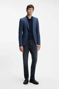 Delaware Slim-Fit Jeans aus indigoblauem Knit Denim