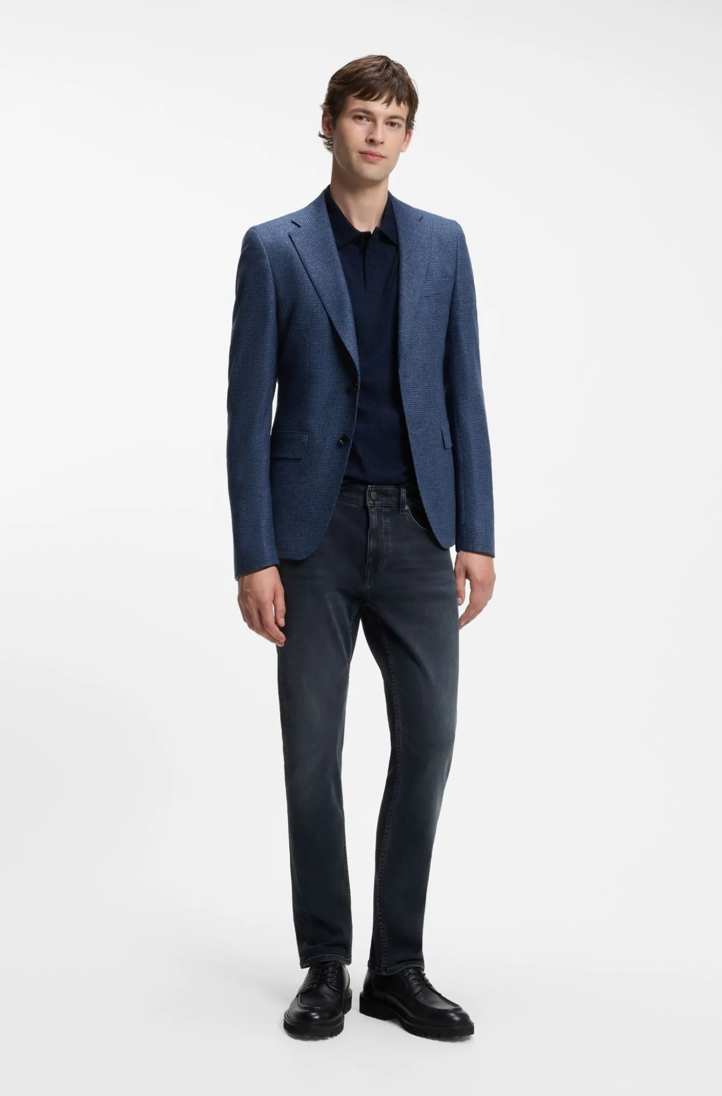 Delaware Slim-Fit Jeans aus indigoblauem Knit Denim