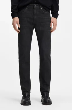 Delaware Slim-Fit Jeans aus knitterfreiem Denim in Grau