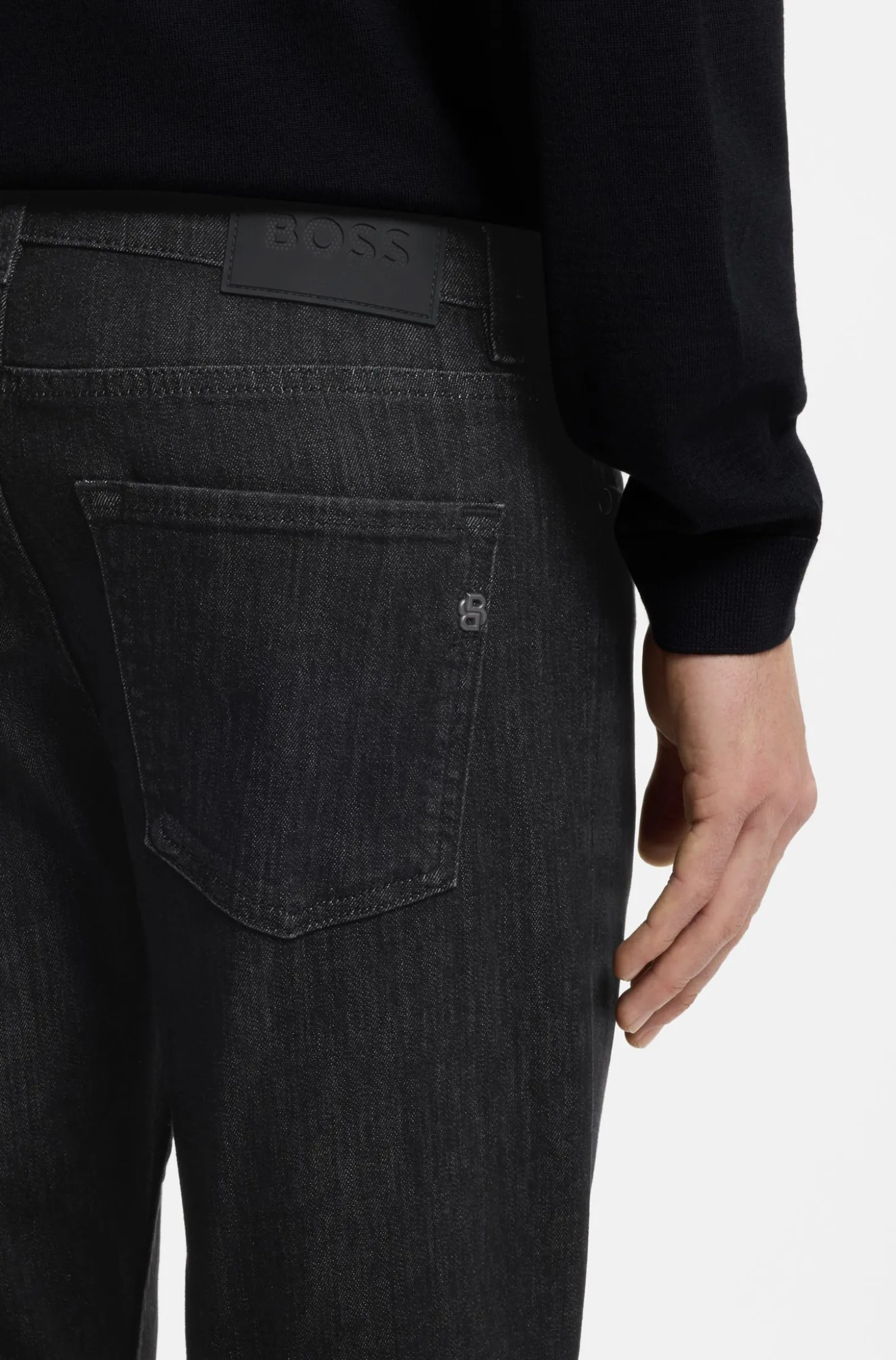 Delaware Slim-Fit Jeans aus knitterfreiem Denim in Grau