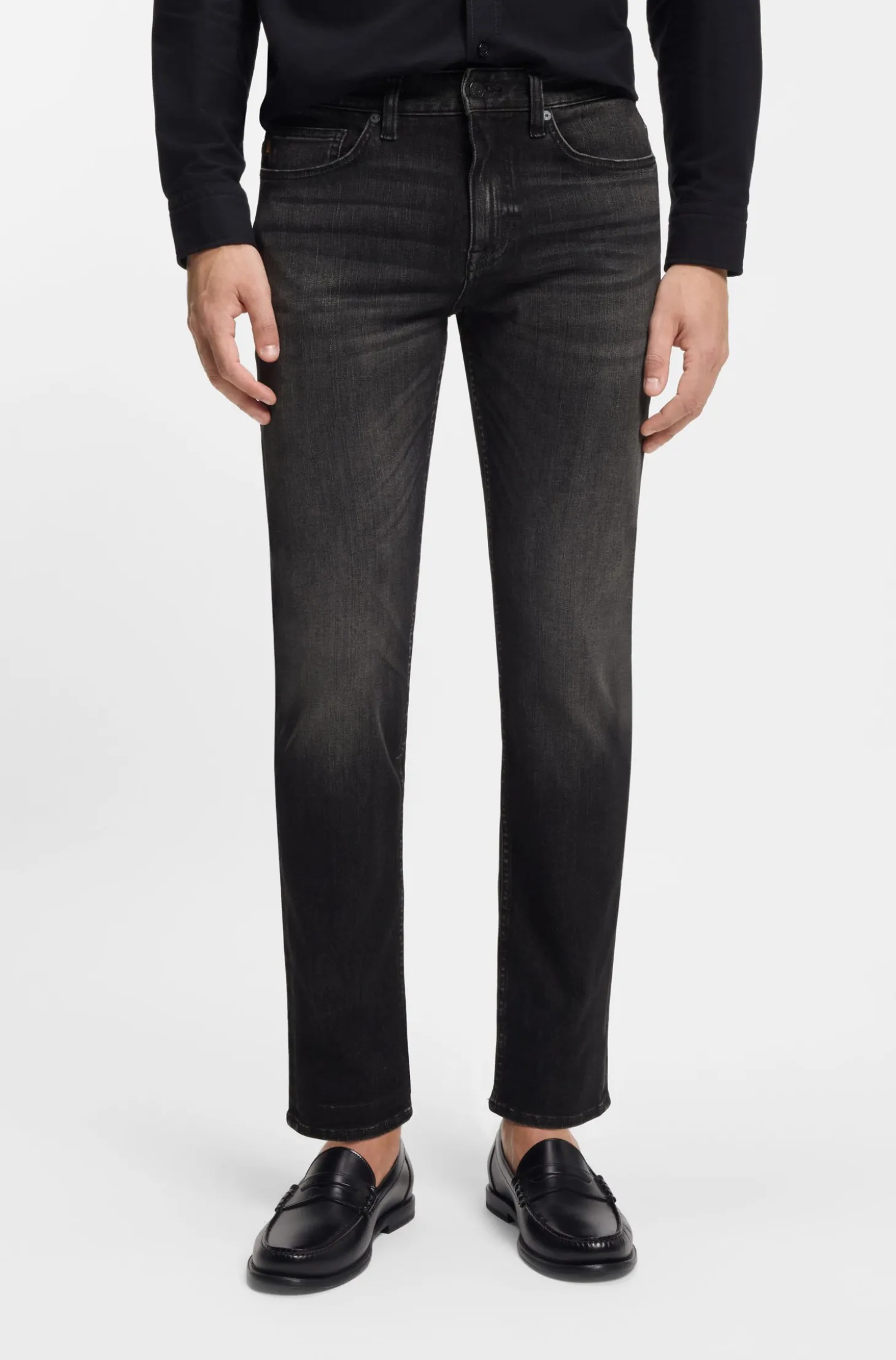 Delaware Slim-Fit Jeans aus schwarzem Stretch-Denim