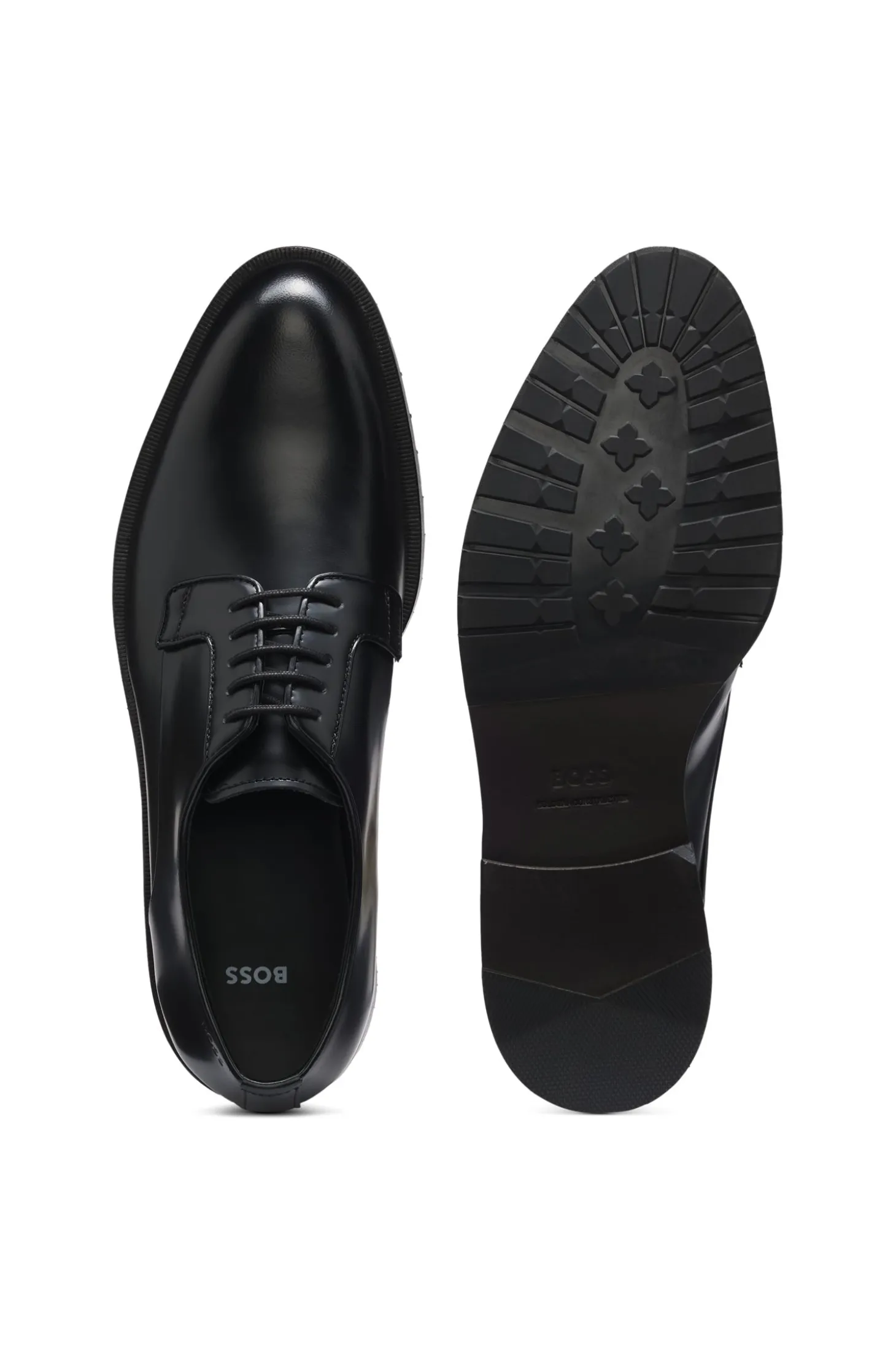 Derbys aus Brush-off-Leder mit Logo-Prägung