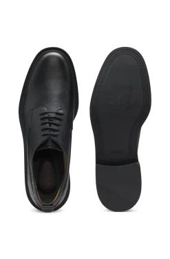 Derbys aus genarbtem Leder