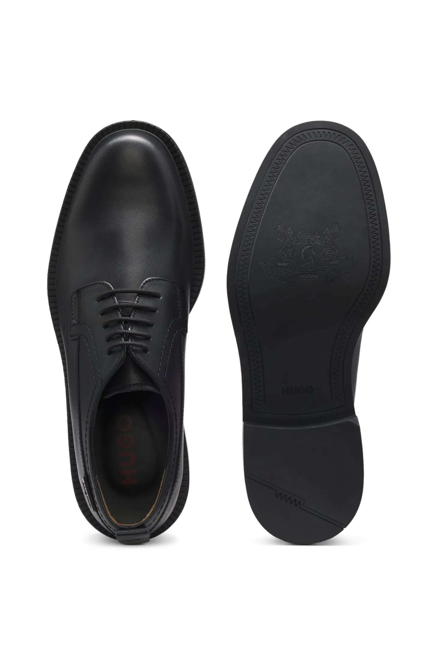 Derbys aus Leder mit Logo-Lasche