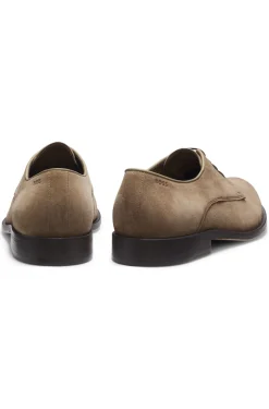 Derbys aus softem Veloursleder
