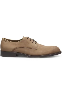 Derbys aus softem Veloursleder