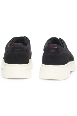 Derbys aus Veloursleder mit Canvas-Details
