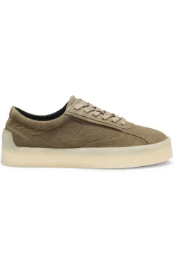 Derbys aus Veloursleder mit Krepp-Gummisohle