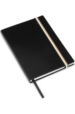 DIN-A5-Notizbuch aus schwarzem Kunstleder mit Signature-Streifen-Band
