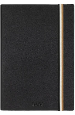 DIN-A5-Notizbuch aus schwarzem Kunstleder mit Signature-Streifen-Band