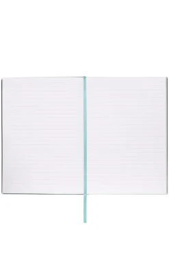 DIN-A5-Notizbuch mit blauem Floral-Print und Folien-Logo