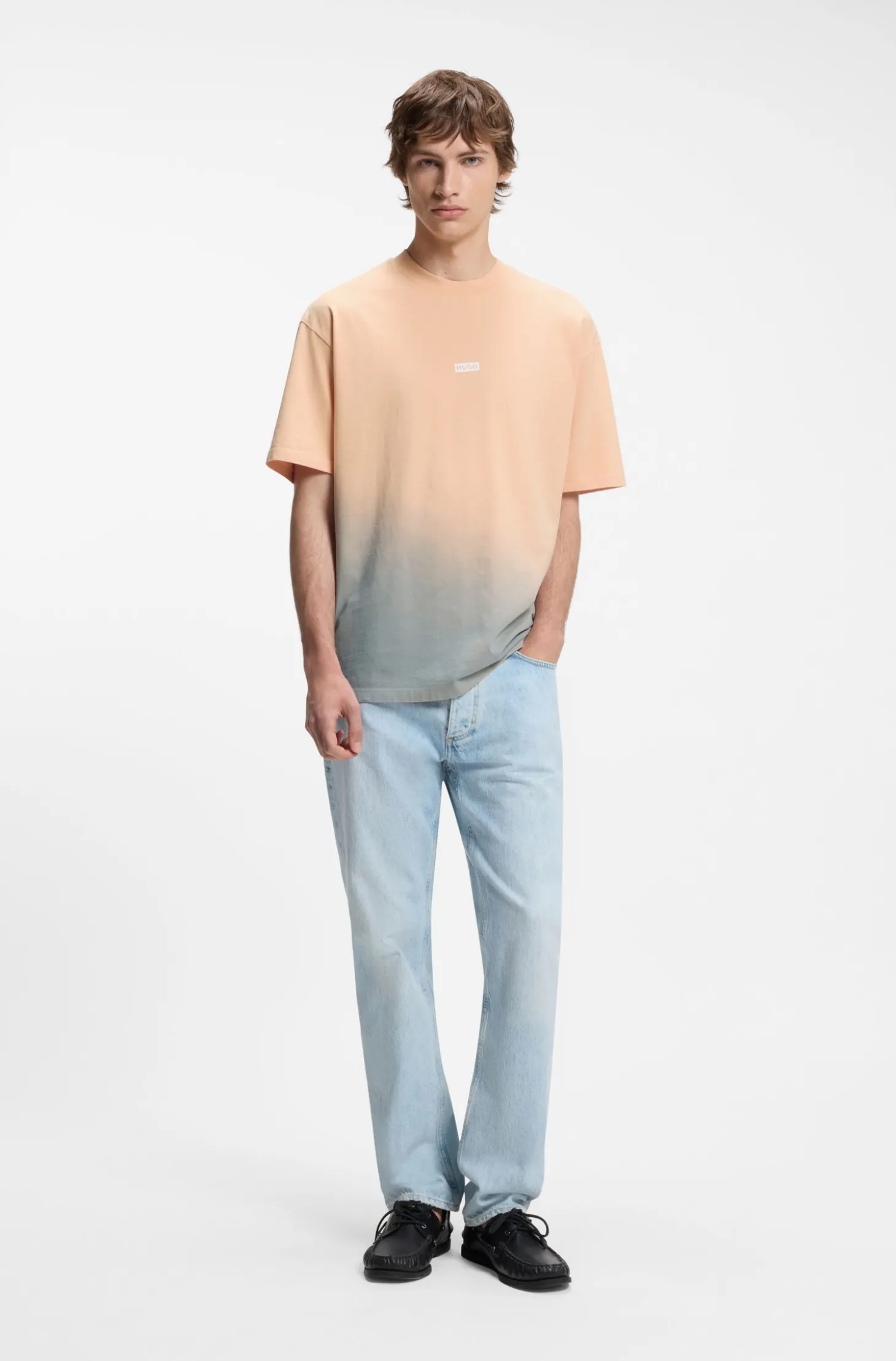 Dip-dyed T-Shirt aus Baumwoll-Jersey mit Logo