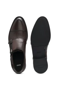 Doppelte Monkstraps aus Leder mit perforiertem Detail