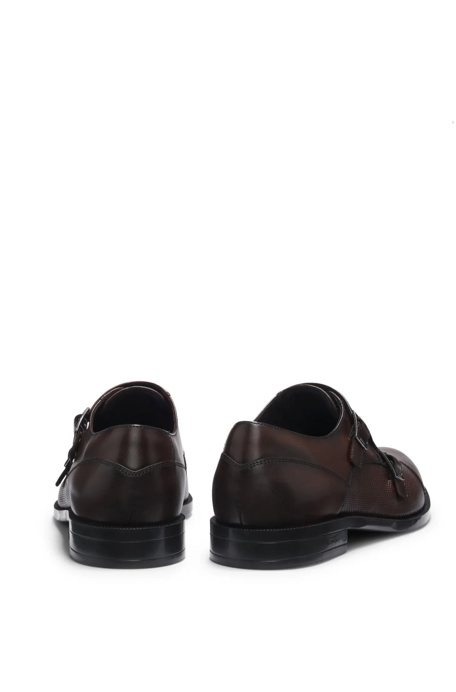 Doppelte Monkstraps aus Leder mit perforiertem Detail