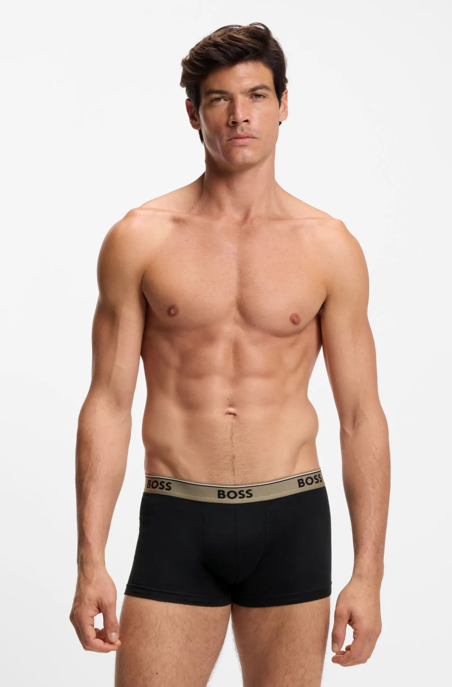 Dreierpack eng anliegende Boxershorts mit kurzem Bein aus Baumwolle mit Logo-Bund