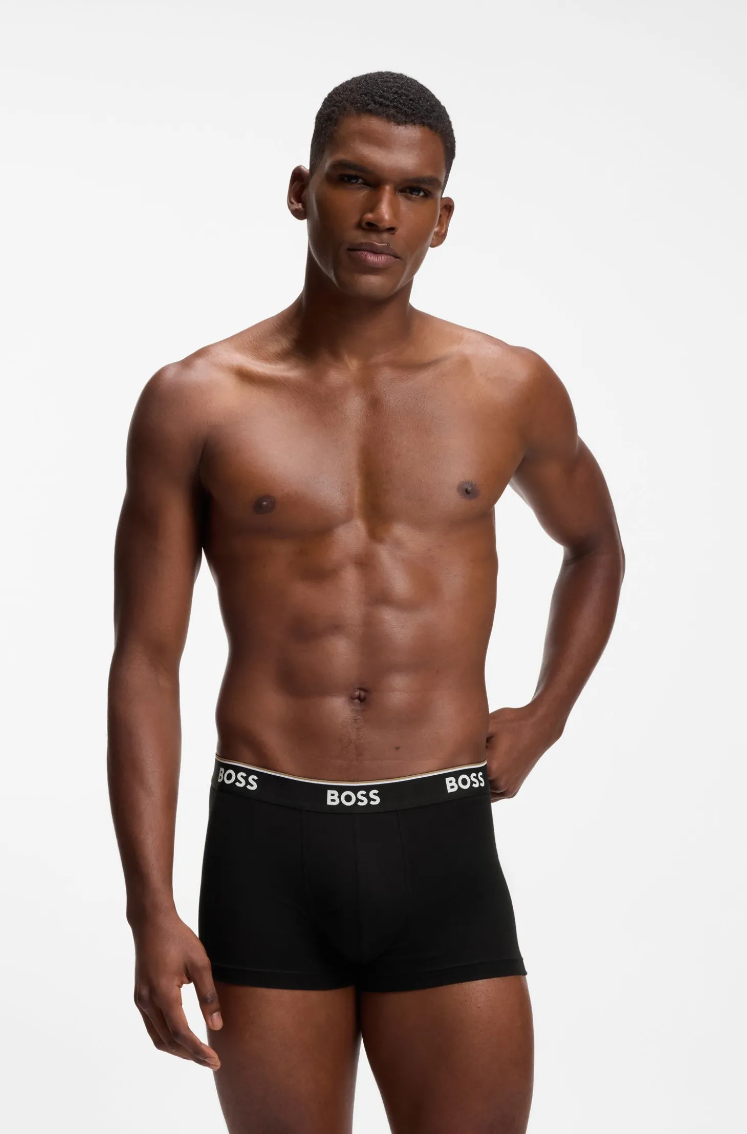 Dreierpack eng anliegende Boxershorts mit kurzem Bein aus Baumwolle mit Logo-Bund