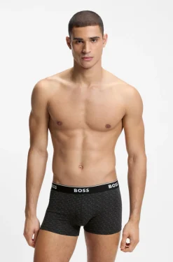 Dreierpack eng anliegende Boxershorts aus Stretch-Baumwolle mit kurzem Bein und Logo-Details