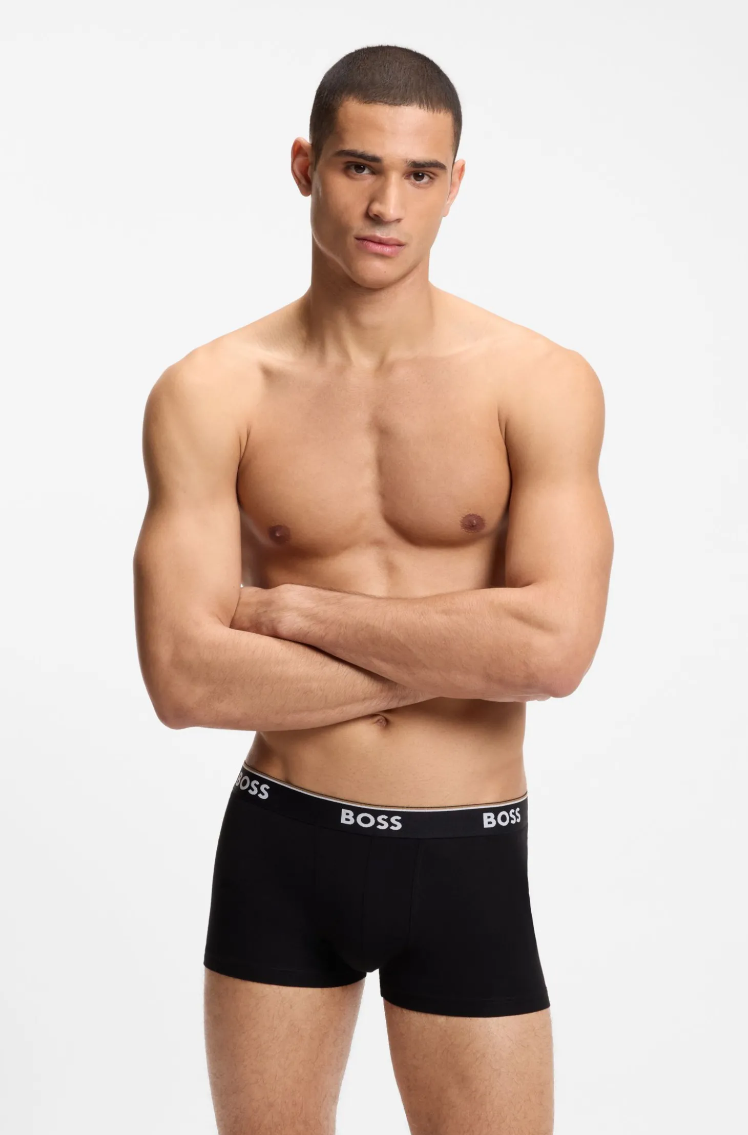 Dreierpack eng anliegende Boxershorts mit kurzem Bein aus Baumwolle mit Logo-Bund