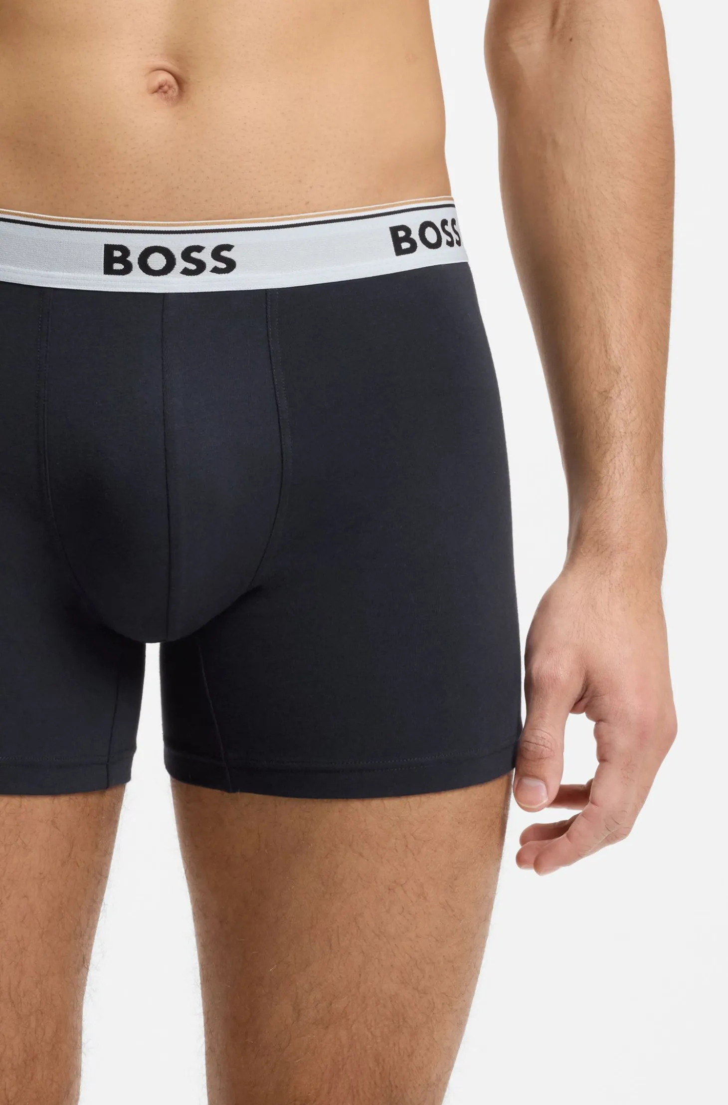 Dreierpack eng anliegende Boxershorts aus Stretch-Baumwolle mit Logos am Bund