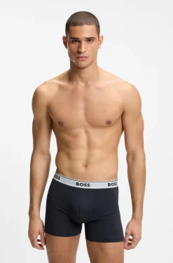 Dreierpack eng anliegende Boxershorts aus Stretch-Baumwolle mit Logos am Bund