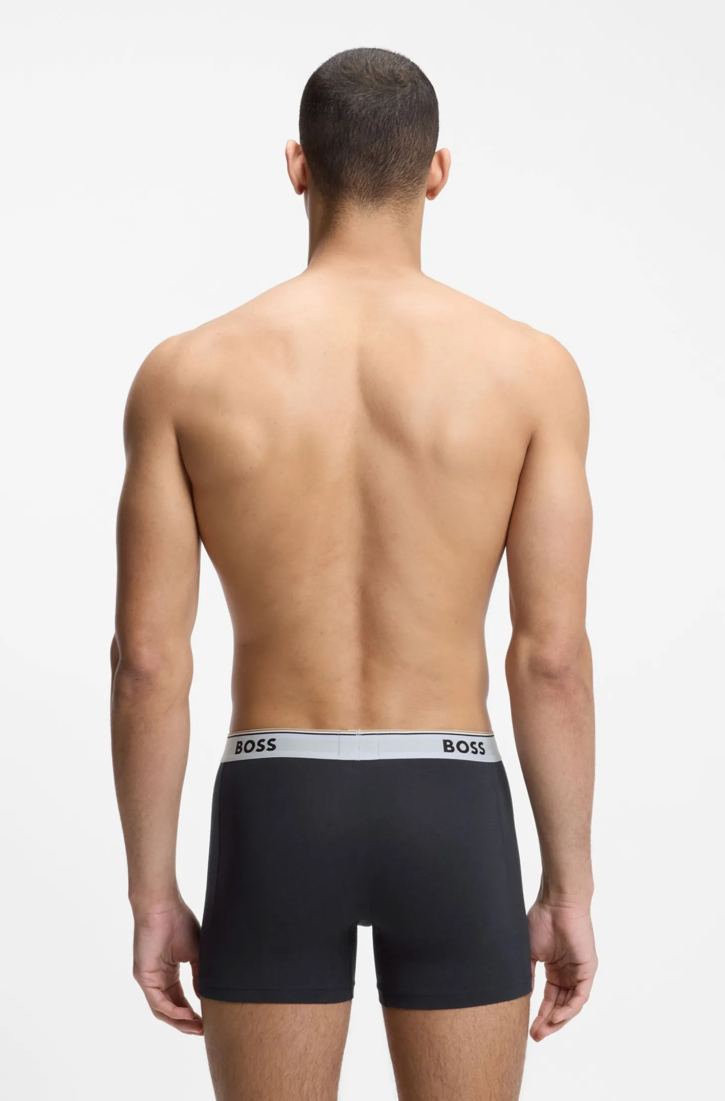 Dreierpack eng anliegende Boxershorts aus Stretch-Baumwolle mit Logos am Bund