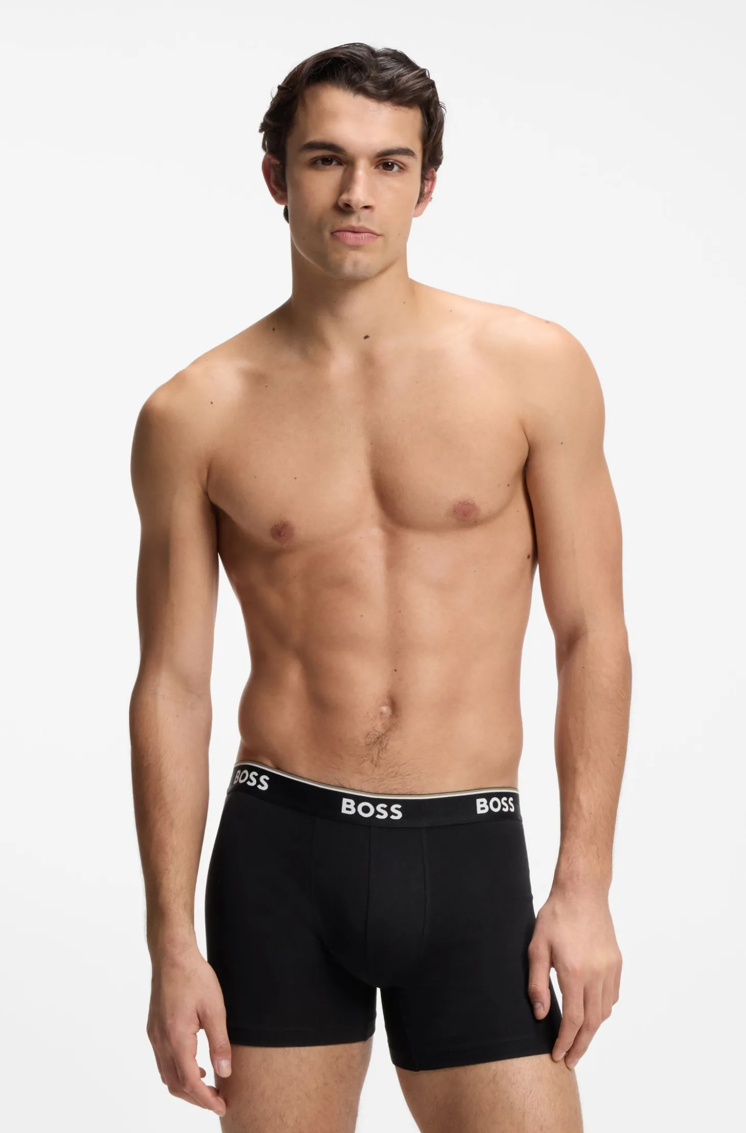 Dreierpack eng anliegende Boxershorts aus Stretch-Baumwolle mit Logo-Bund