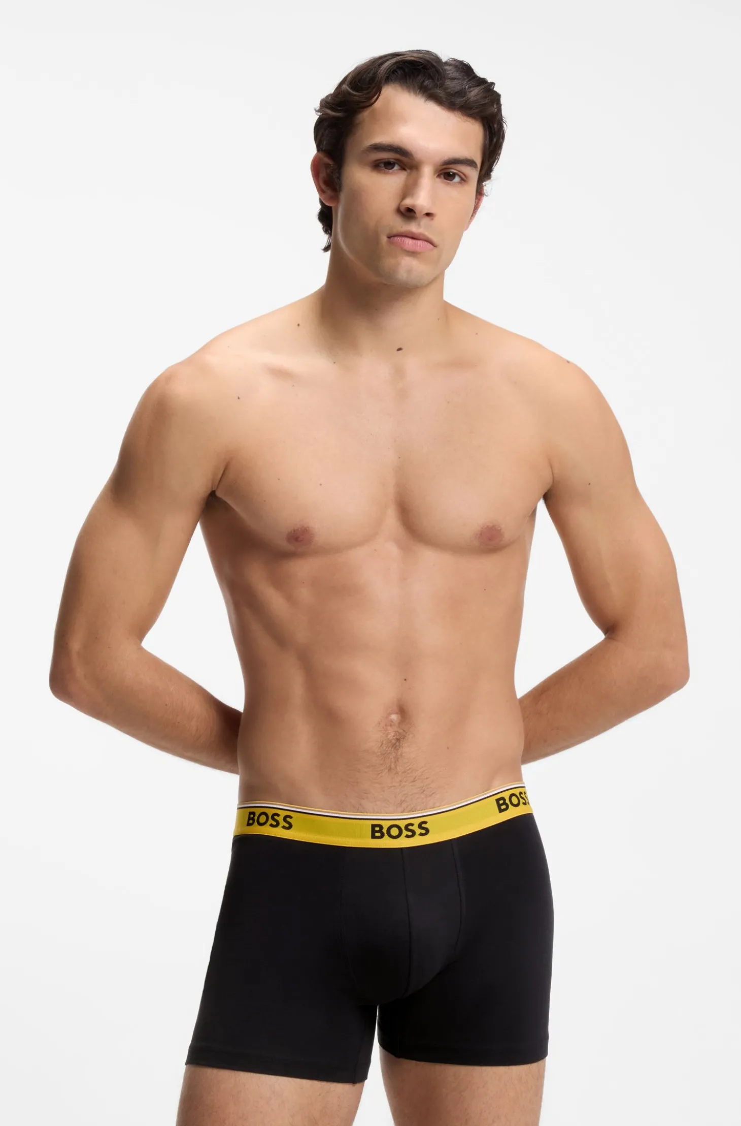 Dreierpack eng anliegende Boxershorts aus Stretch-Baumwolle mit Logo-Bund