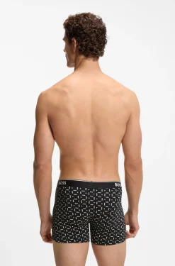 Dreierpack eng anliegende Boxershorts aus Stretch-Baumwolle mit Logos am Bund