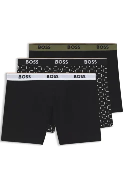 Dreierpack eng anliegende Boxershorts aus Stretch-Baumwolle mit Logos am Bund