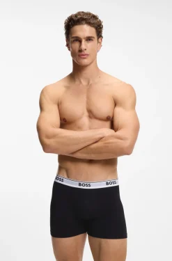 Dreierpack eng anliegende Boxershorts aus Stretch-Baumwolle mit Logos am Bund