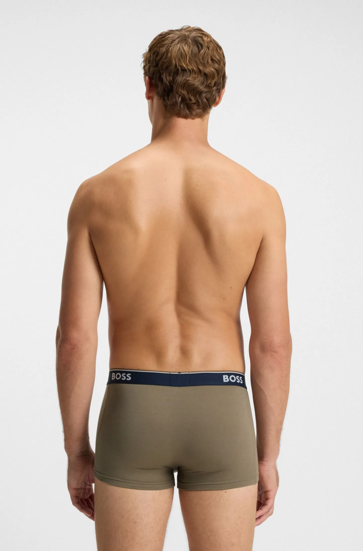 Dreierpack eng anliegende Boxershorts mit kurzem Bein aus Baumwolle mit Logo-Bund