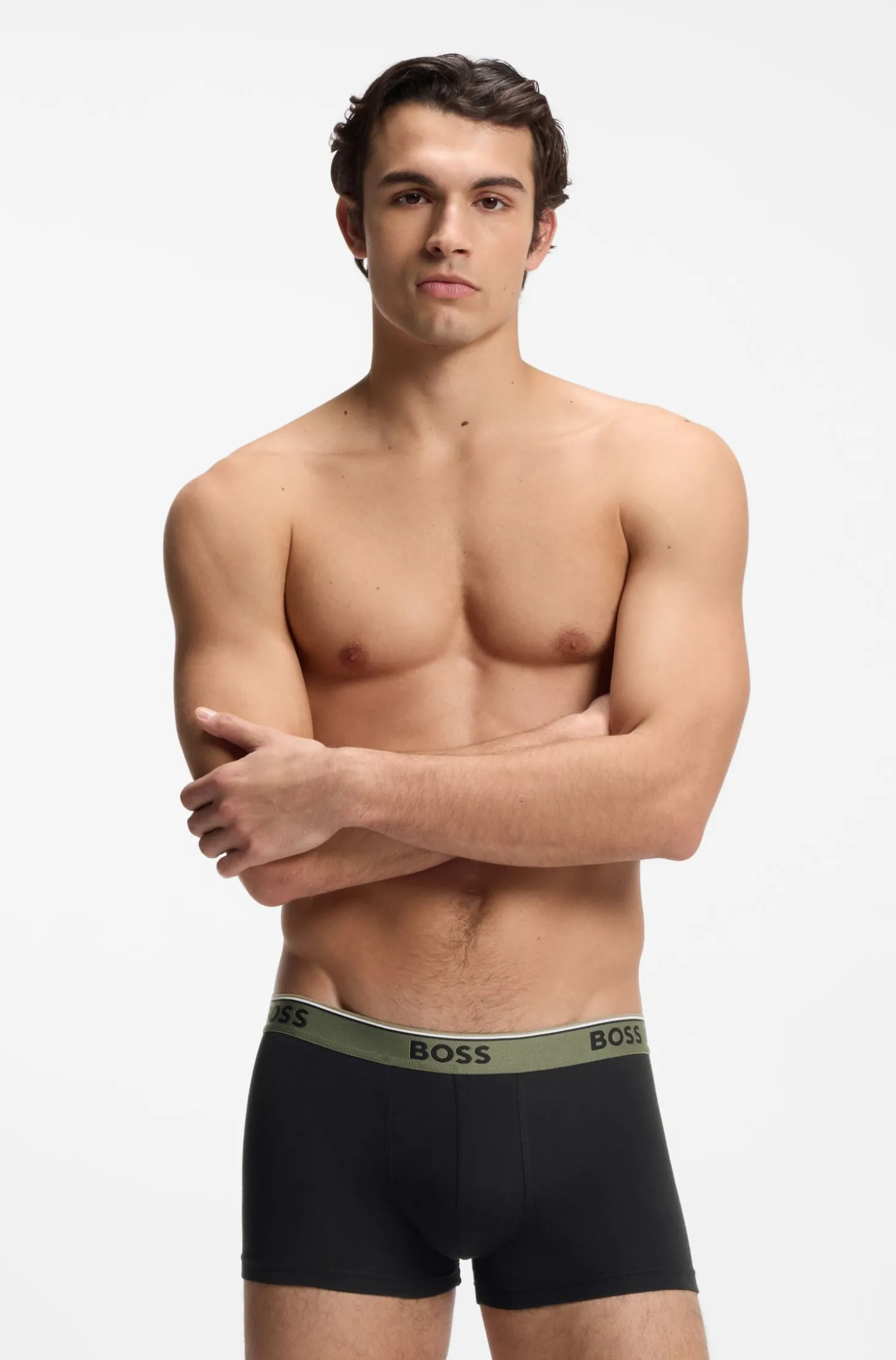 Dreierpack eng anliegende Boxershorts mit kurzem Bein aus Baumwolle mit Logo-Bund