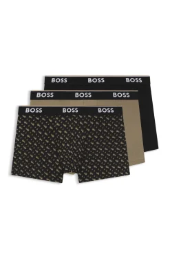 Dreierpack eng anliegende Boxershorts aus Stretch-Baumwolle mit kurzem Bein und Logo-Details